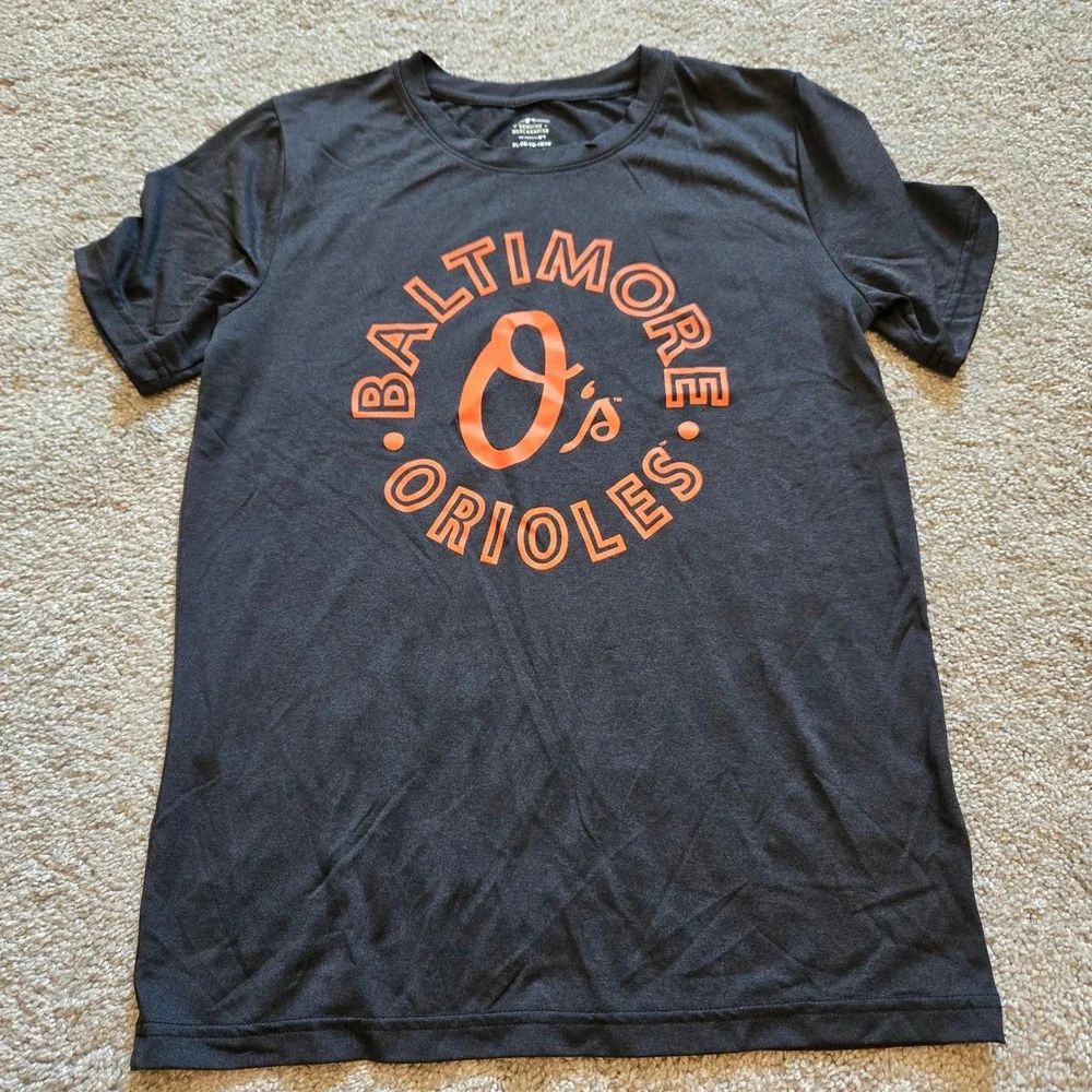Baltimore Orioles MLB Shirt Boys XL 16/18 Grey Orange Graphic Tee Team Athletics